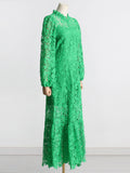 Women Dresses Spring Dress Stand-Collar Hollow-out Dress (Qymy0409)