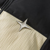 Unisex Winter Cotton Coat Stitching Pleated Fabric Stand Collar down Vest