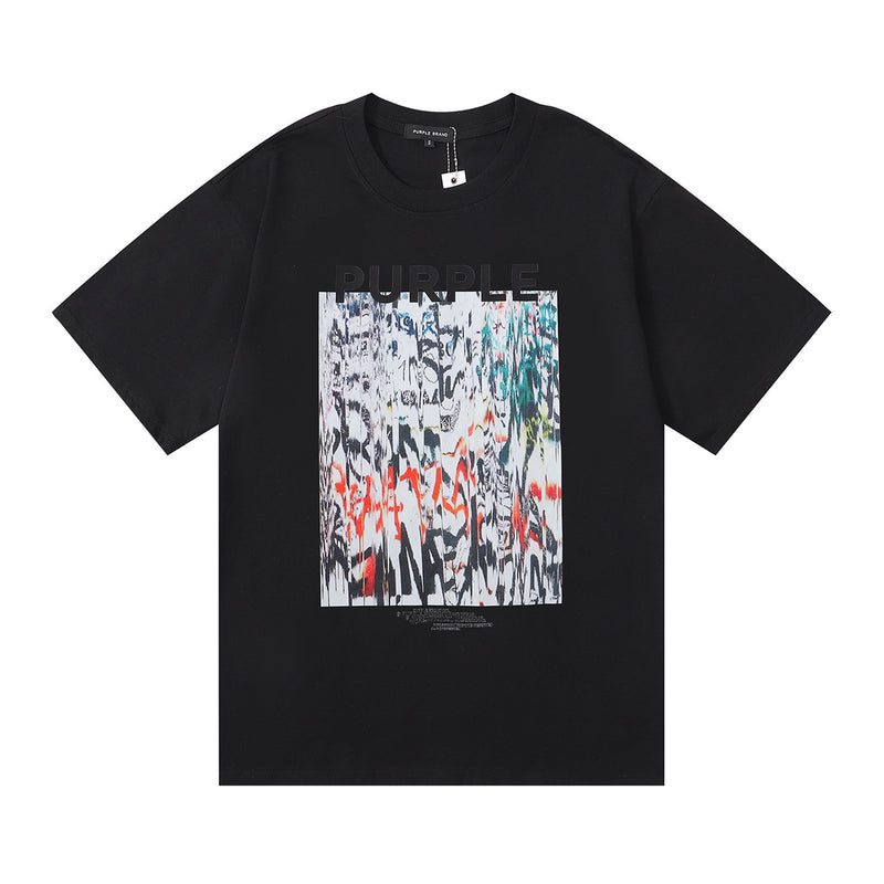 Purple Brand T Shirts Spring/Summer Painted Print Men's and Women's Casual Short-Sleeved T-shirt