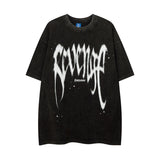 Men T Shirt Graffiti Washed and Worn Short Sleeve T-shirt