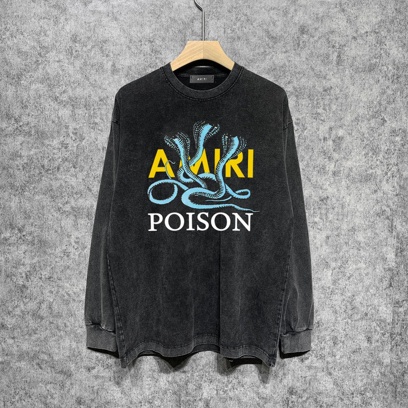 Amiri Long-Sleeve Shirt Cobra Pattern Vintage Long Sleeve T-shirt