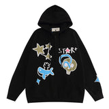 Men Hoodie Cartoon Skull Printed Hoodie Loose Long Sleeve Jacket