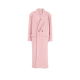 Women Trench Coat Woolen Thick Pink Lapel Coat Coat