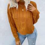Women Knitted Sweater Autumn and Winter Leisure Top Solid Color Twist Long Sleeve Women's Sweater