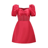 Women Dresses V-neck Sexy Puff Sleeve Dress Evening Gown Nightclub Skirt (Zns0409)