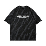 Men T Shirt Vintage Distressed Graffiti Suede Short Sleeve T-shirt