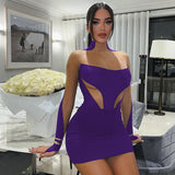 Women Dresses Winter Sexy Mesh Slim Fit Long Sleeve Narrow Dress