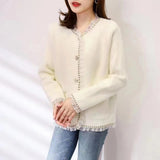 Women Knitwear Autumn and Winter Lace Loose Knitted Cardigan