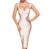 Women Evening Dress Backless Strap Bronzing Evening Dress Sexy Bandage One-Piece Dress