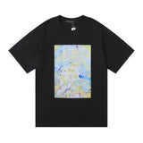 Purple Brand T Shirts Landscape Painting Abstract Oil Painting Printing Men's and Women's Loose Casual Short-Sleeved T-shirt