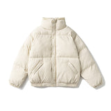 Unisex Winter Cotton Coat Plaid Stand-up Collar Cotton-Padded Clothes Retro Loose and Warm Cotton-Padded Jacket