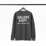 Gallery Dept T Shitrs Vintage Letter Print round Neck Long Sleeve T-shirt