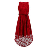 Women Date Dress Summer Butterfly Embroidery Mesh Lace Dress