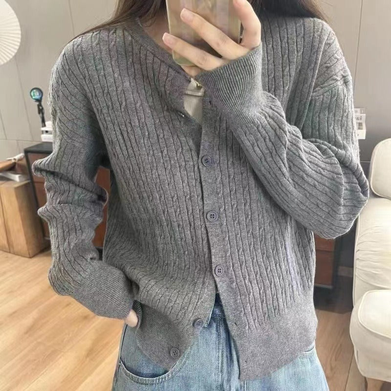 Women Knitted Cardigan Loose Cropped Sweater Coat