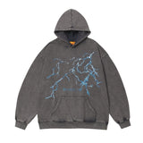 Men Hoodie Vintage Distressed Affixed Cloth Embroidered Couple Hooded Sweater