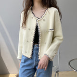 Women Cardigan Sweater Autumn Knitted Short Coat Slim-Fit Cardigan Long Sleeve Coat 2ta07