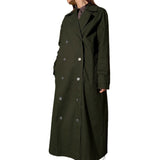 Women Trench Coat Long Autumn and Winter Long Sleeve Turn-down Collar Coat