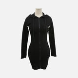 Women Dresses Zipper Tight Dress Long Sleeve Casual Sports Style Short Skirt