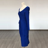 Women's Evening Dress round Neck Long Sleeve Bandage One-Piece Dress