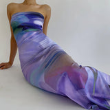 Women Dresses Summer Printing Slim Fit Backless Dress