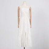 Women Dresses Summer Hollow Embroidery Long Suspender Skirt (Qymy0409)