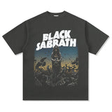 Mens Vintage Rock Band T-Shirt BLACK SABBATH Metal Rock Band Old Print Short Sleeve T-Shirt Loose