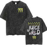Rapper JUICE WRLD Graphic T-Shirt Men's Hip Hop Vintage Washed