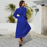 Women Date Dress Ol Slim Fit Long Dress Autumn and Winter Stand Collar Dress