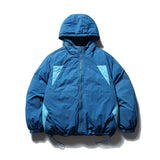 Unisex Winter Cotton Coat Winter Color Stitching Hooded Cotton-Padded Coat Loose and Warm Cotton-Padded Coat