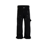 MIJKO Men Vintage Pants MIJKO High Street Spliced Trousers Men's and Women's Design Black Jeans