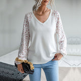 Women Knitted Sweater Women's Autumn Casual Women's Clothing Fashion Long Sleeve Leopard Print V-neck