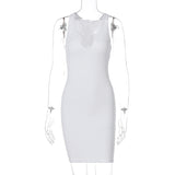 Women Dresses Spring Sexy U Collar Short Sleeveless Dress