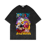 Washed Vintage Short Sleeve T-Shirt ONE PIECE Anime Luffy Oversize