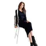 Women Maxi Dress Spring/Autumn Winter Hooded Slim Fit Woolen Skirt Knitted Dress