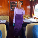 Women Co-Ord Set Sexy Backless Slim Fit Two Suit off-the-Shoulder Flared Sleeves Sheath Dress Suit