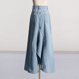 Women Dresses Denim Skirt Spring Retro Hip-Wrapped Long Skirt (Qymy0409)