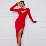 Women Dress Long Skirt Slim Fit Sheath Tight Skirt Sexy Long Sleeve Dress