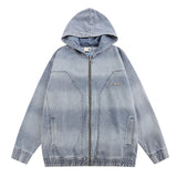 Men Hoodie Gradient Denim Jacket Hiphop Hooded Sweater Men