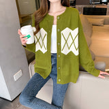 Women Knitwear Autumn Winter Retro Sweater Loose Knitted Cardigan