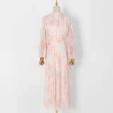 Women Dresses Spring round Neck Long Sleeve Flounced Skirt (Qymy0409)