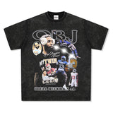 Mens Vintage baseball T-Shirt BC Beckham obj rugby vintage print short sleeve wash do old T-shirt