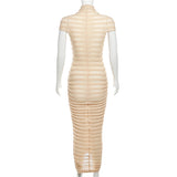 Women Dresses Autumn Short Sleeve Long Skirt Sexy Slim Knit Dress (Bla0420)