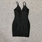 Women Evening Dress Sexy Sling Tassel V-neck Hollow Party Bandage Dress