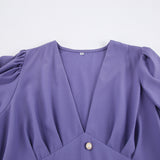 Women Dress Elegant Lantern Sleeve Chiffon Dress
