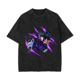 Summer, anime washed old retro short-sleeved T-shirt