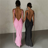 Women Dresses Summer Sexy Suspenders Backless Slim Fit Sheath Dress (Bla0420)