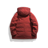 Unisex Winter Cotton Coat Three-Dimensional Multi-Pocket Hooded down Jacket Retro Workwear down Jacket