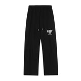 Men Sweatpants Simple Letter Embroidery Sports Straight Sweatpants Elastic Waist Loose Wide Leg Casual Trousers