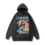 Men Hoodie Washed Cartoon Hooded Sweatshirt Men's and Women's Vintage Top