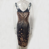 Women's Sexy Backless Spaghetti Straps Vintage Sequins Dress